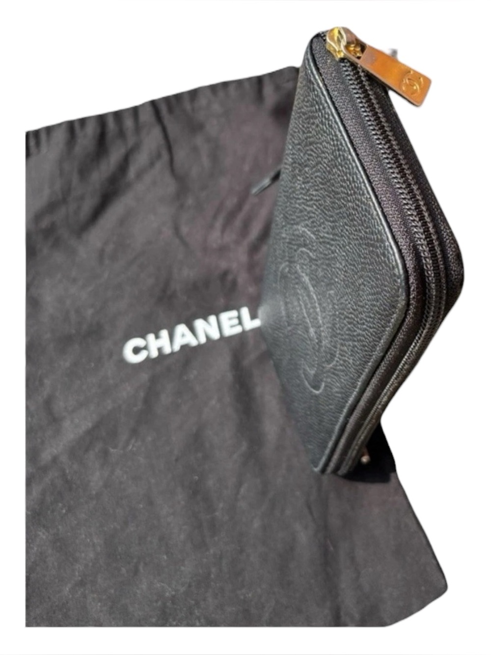 CHANEL Black wallet caviar Leather Zip around Wallet with dust bag - Picture 4 of 16